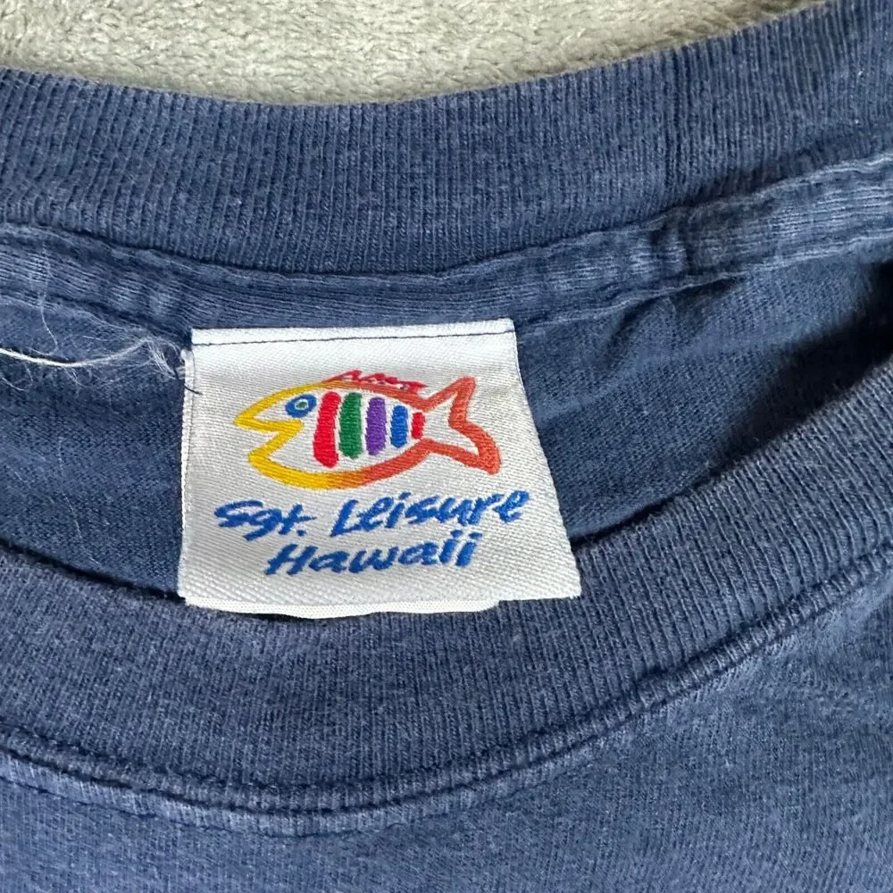 Vintage Sgt. Leisure Size‎ XL Navy Blue Embroidered Hawaii Volcano T-Shirt